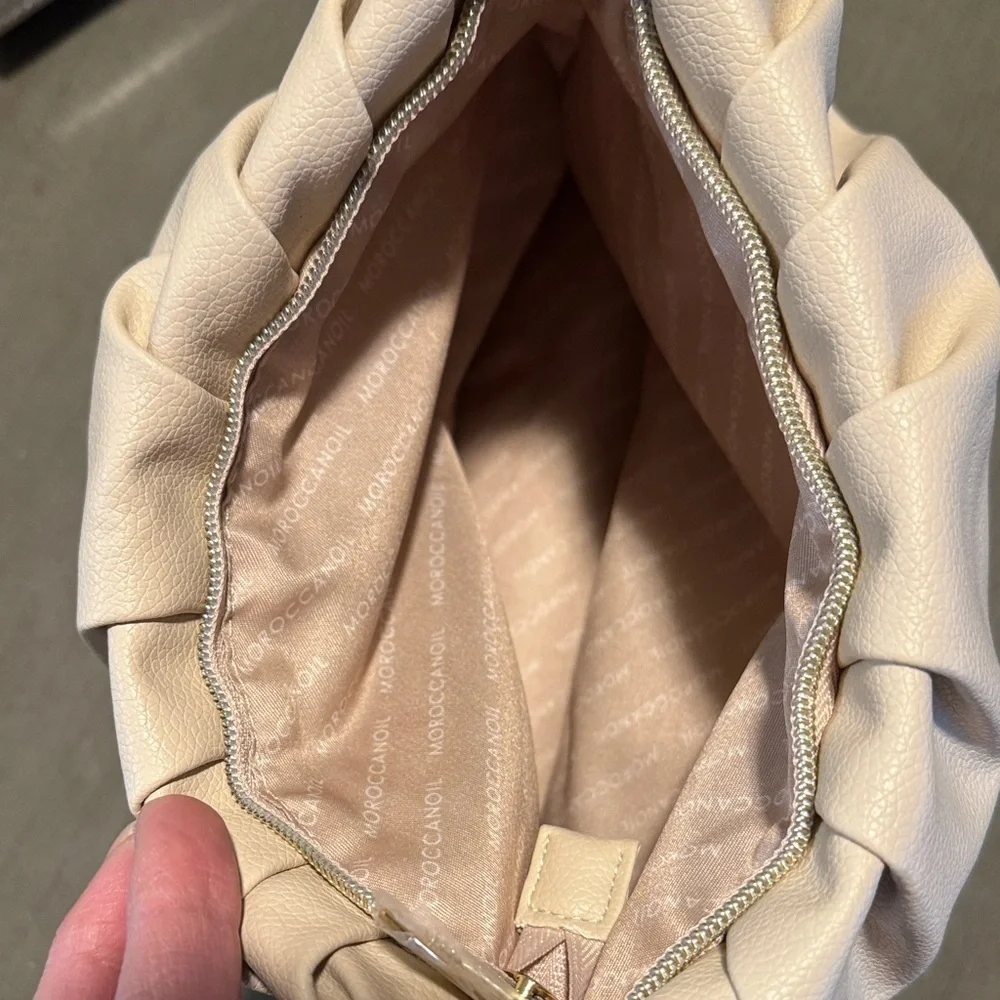 Moroccanoil Soft Cream Gathered Leather Clutch